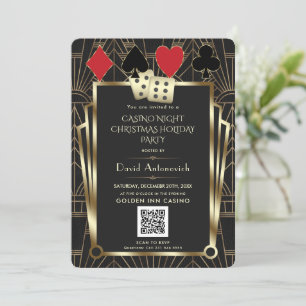 QR Code Las Vegas Casino Night Christmas Holiday I Einladung