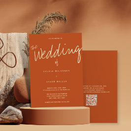 QR-Code Lässige Typografie Burnt Orange Einladung
