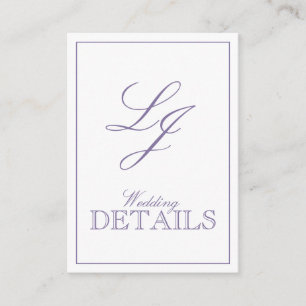QR Code Lavender Script Monogram Wedding Details Begleitkarte