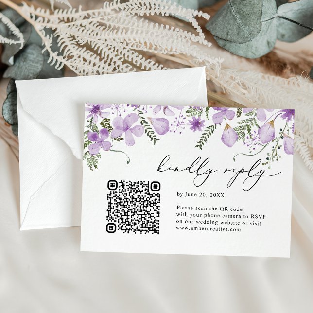QR-Code Lavender Watercolor Floral Wedding RSVP (Von Creator hochgeladen)