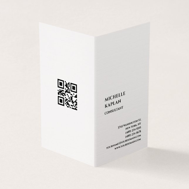 QR-Code-Leinen Modern Professionell Exklusiv Visitenkarten (Vorderseite)