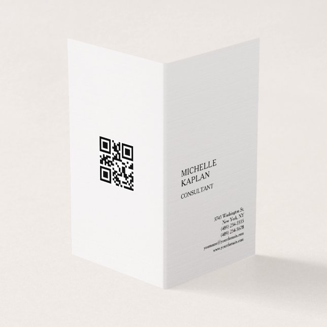 QR-Code-Leinen Modern Professionell Exklusiv Visitenkarten (Vorderseite)