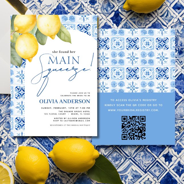 QR Code Lemon Main Squeeze Brautparty Einladung (Von Creator hochgeladen)