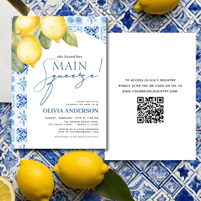 QR-Code Lemon Main Squeeze-Brautparty Einladung (Von Creator hochgeladen)