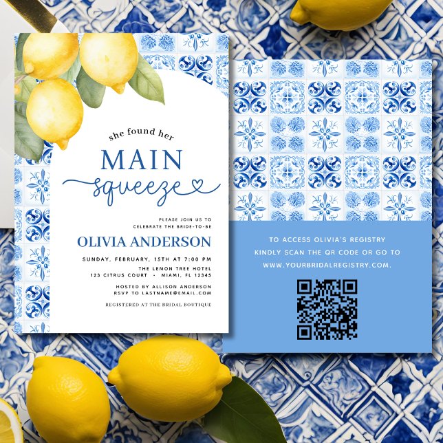QR Code Lemon Main Squeeze Brautparty Einladung (Von Creator hochgeladen)