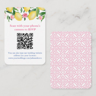 QR-Code Lemons Pink und Weiß Online-RSVP Begleitkarte