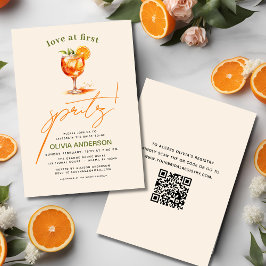 QR-Code-Liebe im ersten Spritz-Orange-Brautparty Einladung