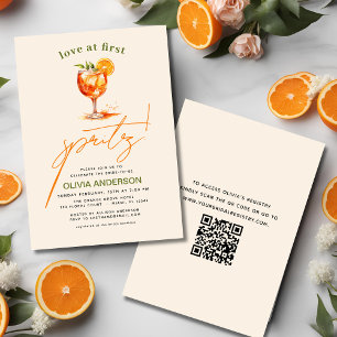 QR-Code-Liebe im ersten Spritz-Orange-Brautparty Einladung