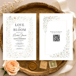 QR-Code Liebe in Blüte Wildblumen-Brautjunggeselli Einladung