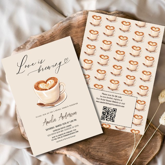 QR-Code Liebe ist das Brechen von Kaffee-Brautpart Einladung (Von Creator hochgeladen)