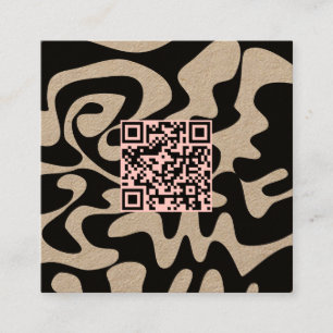 QR Code Light Pink Retro Groovy Squiggles Kraft Quadratische Visitenkarte