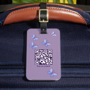 QR-Code Lila-blaue Schmetterlinge Gepäckanhänger