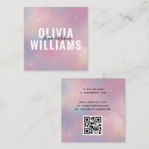 QR Code Lila Pink Galaxy Square Business Card Quadratische Visitenkarte