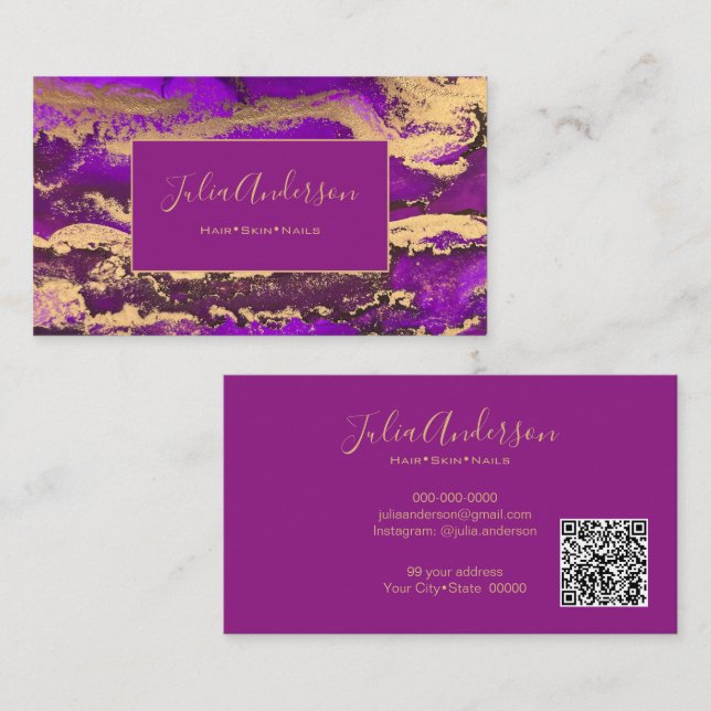 QR-Code Lila Visitenkarte (Vorne/Hinten)