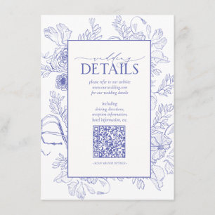 QR Code Lilac Lavender Floral Wedding Details Begleitkarte
