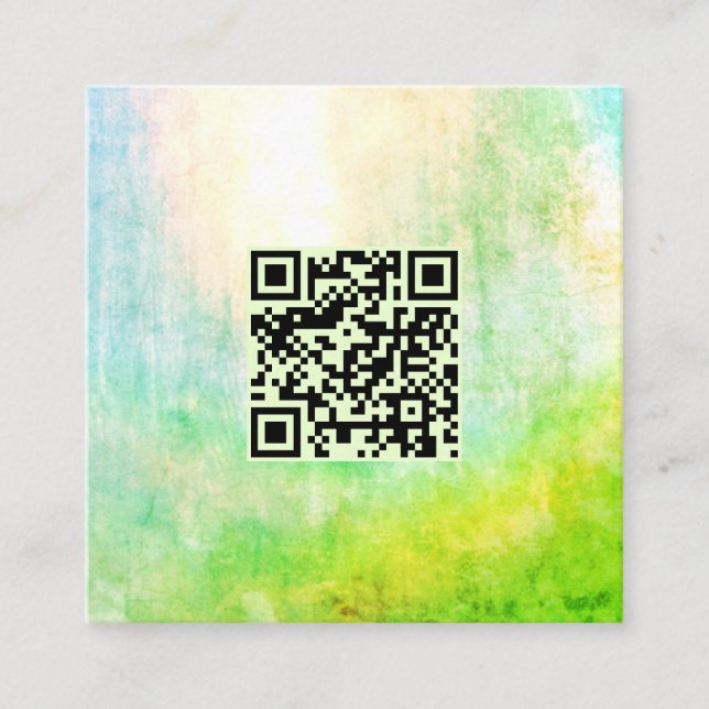 QR-Code Lime Green Classy Einzigartige Abstrakte K Quadratische Visitenkarte (Vorderseite)