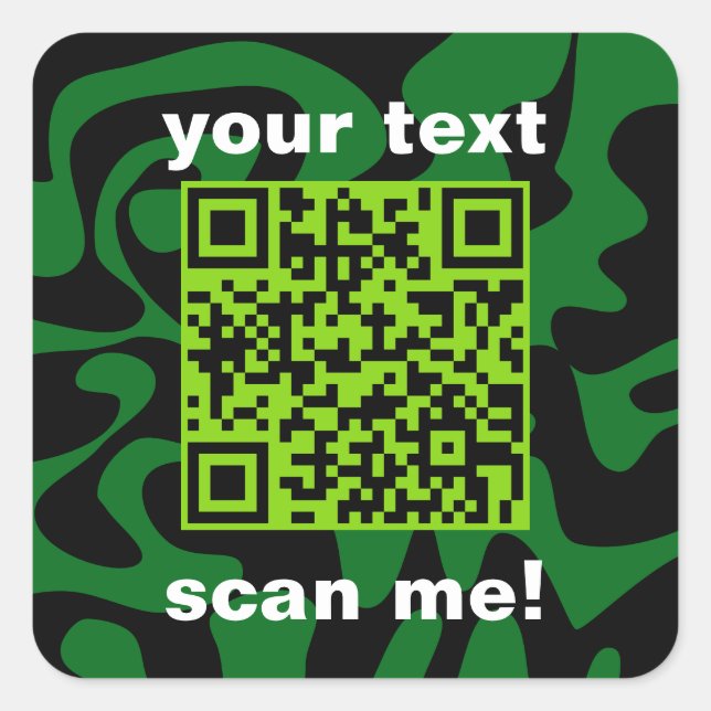 QR-Code Limon dunkelgrün und schwarz hell modern Quadratischer Aufkleber (Vorderseite)