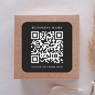 QR Code Link Minimaler Firmenname Schwarz Quadratischer Aufkleber