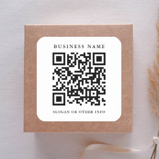 QR Code Link Minimaler Geschäftsname Quadratischer Aufkleber
