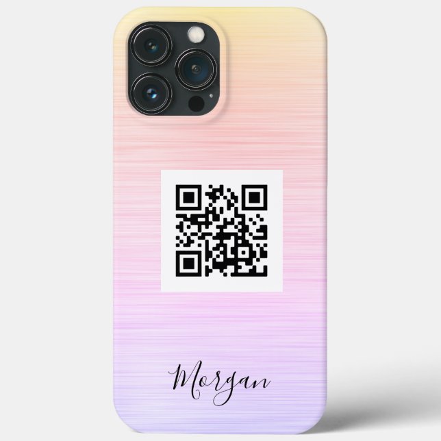 QR-Code, Logo-Art oder Foto, Name, Regenbogen-Text Case-Mate iPhone Hülle (Rückseite)