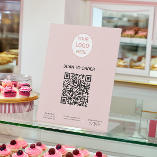 QR-Code-Logo-Backen Pink-Geschäft Sockelschild