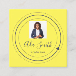 QR-Code-Logo Benutzerdefiniert Foto-Beratung Gelb Quadratische Visitenkarte