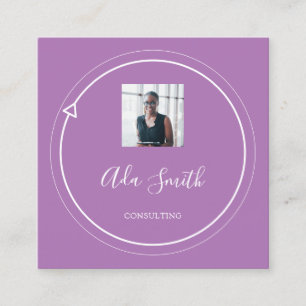 QR-Code-Logo Benutzerdefinierte Foto-Beratung Lila Quadratische Visitenkarte
