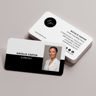 QR CODE Logo Beruflich Foto Portrait BLACK Visitenkarte