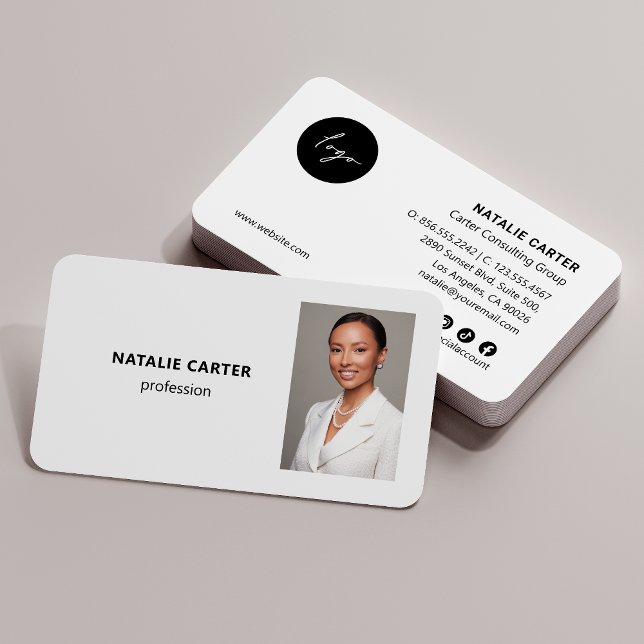 QR CODE Logo Beruflich Foto Portrait Weiß Visitenkarte (Von Creator hochgeladen)