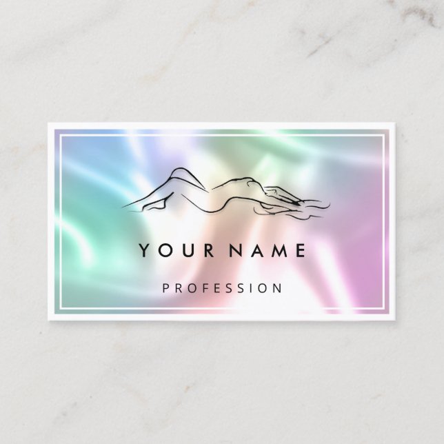 QR CODE Logo Body Sculpting Massage Care Holograph Visitenkarte (Vorderseite)