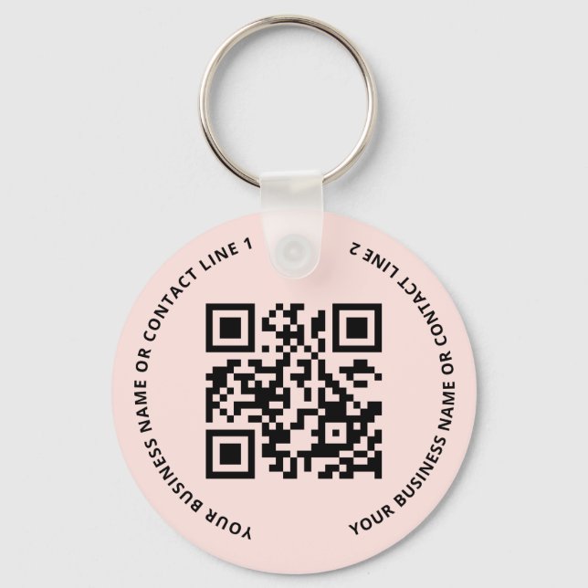 QR Code Logo Business Blush Pink Schlüsselanhänger (Vorderseite)
