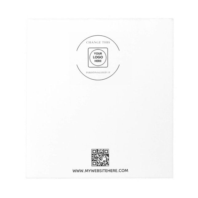 QR Code Logo Business Branding Promo Notepad Notizblock (Vorderseite)