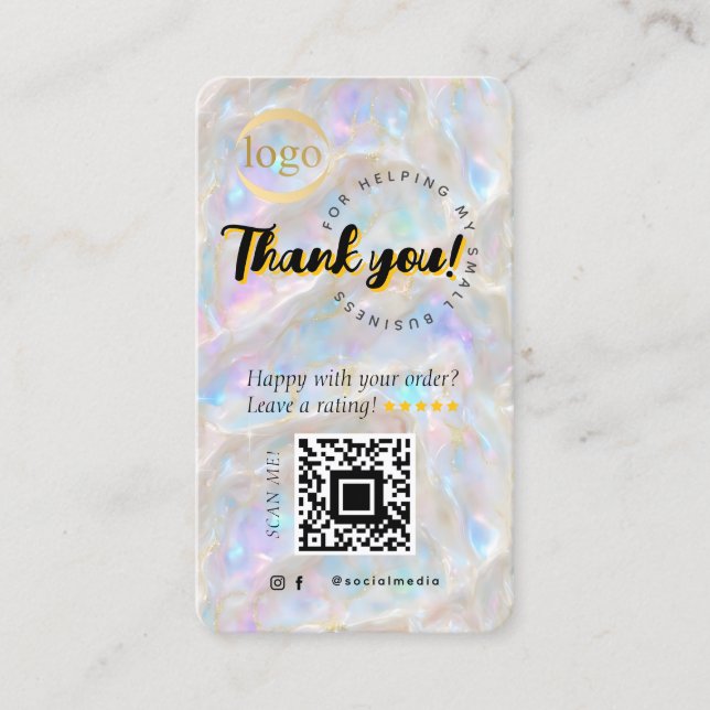 QR-Code-Logo Einzigartige Iridescent Opal Vielen D Visitenkarte (Vorderseite)