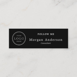 QR Code Logo Elegante Schwarz-Weiß Social Media M Mini Visitenkarte