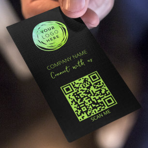 QR-Code-Logo Fluoreszierendes Grün Visitenkarte