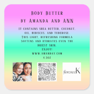 QR CODE LOGO FOTO PRODUKT BALM COSMETICS OMBRE QUADRATISCHER AUFKLEBER