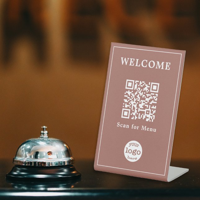 QR-Code-Logo für das Copper Restaurant Café Sockelschild (Copper Restaurant Cafe Menu QR Code Business Logo Pedestal Sign)