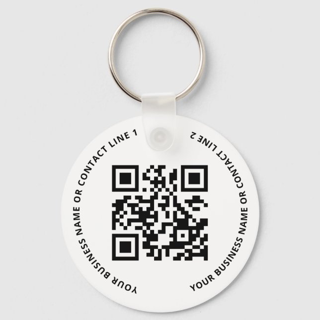 QR-Code-Logo Geschäft Weiß Schlüsselanhänger (Vorderseite)