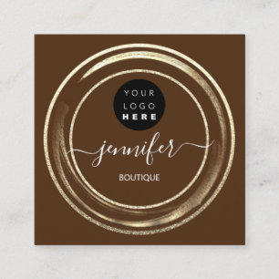 QR-Code Logo Glitzer Gold Rose Shop Boutique braun Quadratische Visitenkarte