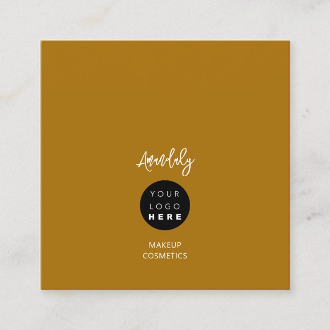 QR Code Logo Ground Earth Tone Minimalismus Quadratische Visitenkarte (Vorderseite)