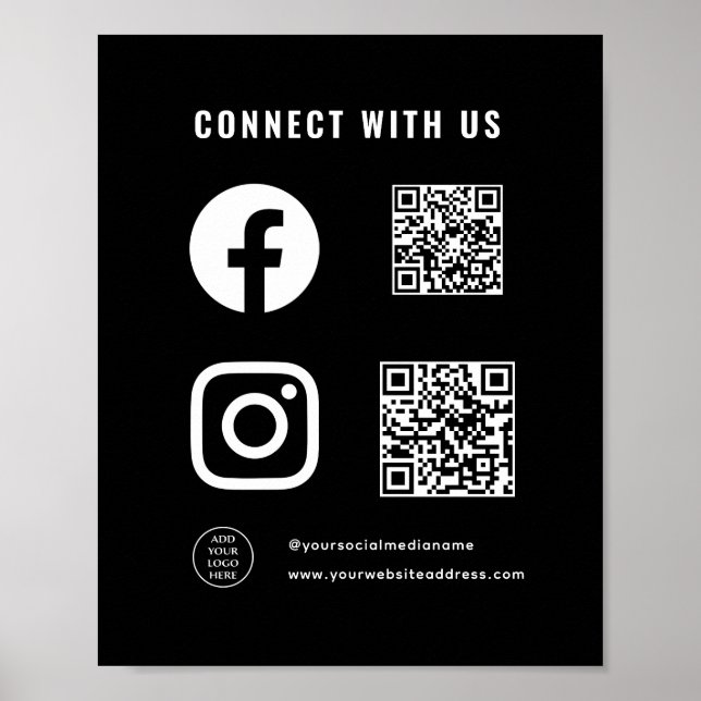 QR-Code-Logo hier folgen Scan Connect mit uns Poster (Vorne)