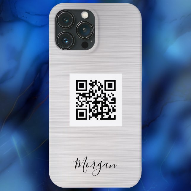 QR-Code, Logo-Kunst oder Foto, Name, Gebürstetes S Case-Mate iPhone Hülle (Von Creator hochgeladen)