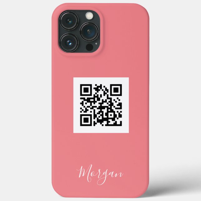 QR-Code, Logo-Kunst oder Foto, Skriptname, Koralle Case-Mate iPhone Hülle (Rückseite)