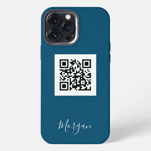 QR-Code, Logo-Kunst oder Foto, Skriptname Ozeanbla iPhone Hülle (Rückseite)