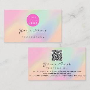 QR-Code-Logo Makeup Artist Hair Nails Pastel Ombre Visitenkarte