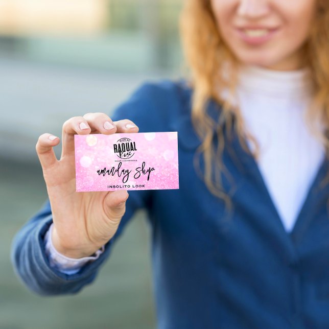 QR-Code-Logo Makeup Artist Shop Pink Glitzer Visitenkarte (QR Code Logo Makeup Artist Shop Pink Glitter Business Card)