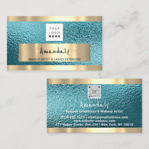 QR CODE Logo Metallic Blue Business Card kaufen Visitenkarte