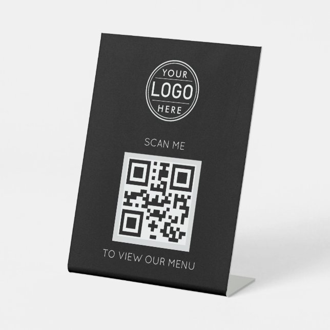 QR-Code-Logo Modern Black Pedestal-Zeichen Sockelschild (Vorderseite)