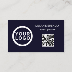 QR-Code-Logo Modern Minimalistische Navy Business  Visitenkarte