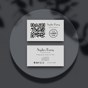 QR-Code-Logo Moderne Minimal-Graue Visitenkarte